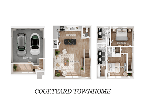 Floor plan for 2 beds, 2.5 baths, 1394 sqft